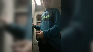 I'm jerking off in the train crap-house, they almost caught me, a tot of cum