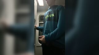 I'm jerking off in the train crap-house, they almost caught me, a tot of cum