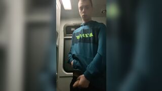 I'm jerking off in the train crap-house, they almost caught me, a tot of cum