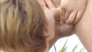 Kinky guy bangs brunette whore with bizarre insertion before she sucks his tool