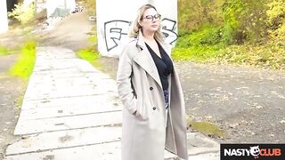 NastyClub - Curvy Golden-haired MILF Teacher Kathy Deep Meets her Former Alumni Outdoors