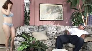 American badass fucks redhead hard on the bed