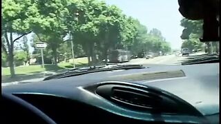 Hot skinny chick gets her mouth filled with wang and cum in the sun