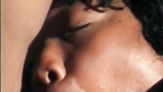 Lustful chap gets his pole sucked by an insane black bitch
