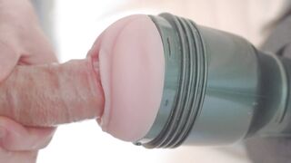 I bang deep my Fleshlight and i let my palpitating big dong cum inside orgasm