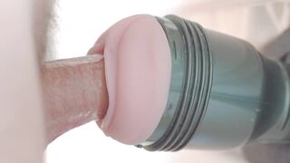 I bang deep my Fleshlight and i let my palpitating big dong cum inside orgasm