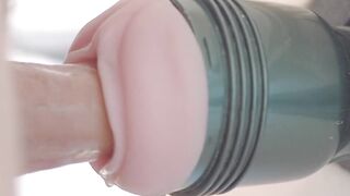 I bang deep my Fleshlight and i let my palpitating big dong cum inside orgasm