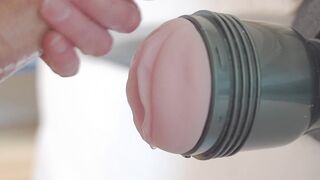 I bang deep my Fleshlight and i let my palpitating big dong cum inside orgasm