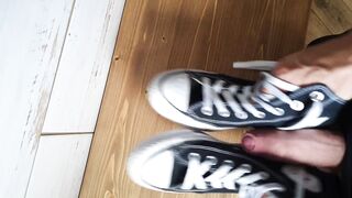 Cumming on her tiny sexy Converse