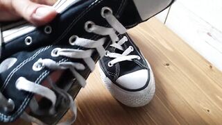 Cumming on her tiny sexy Converse