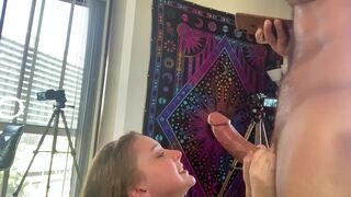 Goregous college student enjoys choking on first big wang