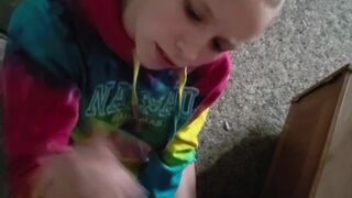Sucking The Throbbing Rod After a Slutty Facial- Cum On My Face Baby! POV!