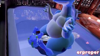 Erpleasure in VR Chat: Cajun Feral Gator Breeds a Thick Anthro Lapra