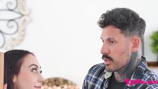 Tiny Beauty Seduces Her Buff Stepdad