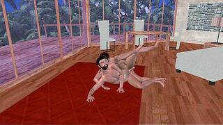 Animated 3D Gay Porn - Stud Fucking Another Man in Spoon Position on Floor