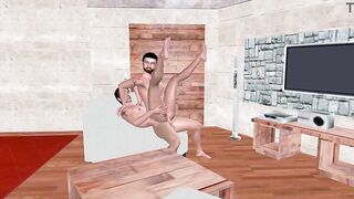 Animated 3D Gay Porn - Stud Fucking Another Man in Spoon Position on Floor