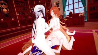 Futas Raiden, Mavuika and Arlecchino threesome