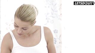 Sexy Oil Massage From Built Golden-haired... She Works His Legs Then Teases His Hard Shlong