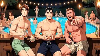 Cuck husband lets wife get banged by other chaps beside the pool
