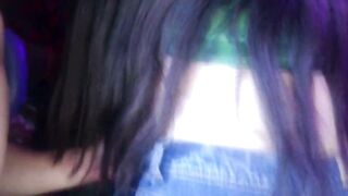 My stepbrother's girlfriend sees me masturbating and ends up helping me suck his dick