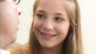 Cute floozy takes penis in mouth, snatch and ass then jizzed on after sucking 2 knobs