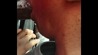 Getting ebony head in the car. Came in her mouth!