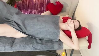 Barely legal petite brunette holding her orgasm for the entire massage session but in the end...