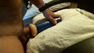 Screwing my cyberskin for 15 minutes - external jizz flow.