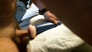 Screwing my cyberskin for 15 minutes - external jizz flow.