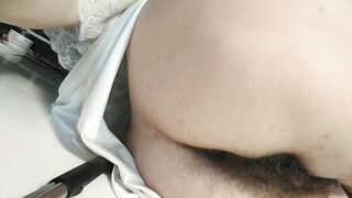 masturbation, hirsute vagina, filthy talk, Russian hot housewife