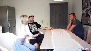 German Cuckold Husband Watch His Hot Wife at No Jo-bag Fuck with His Fat Jock Mate