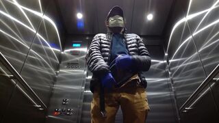 Elevator Jerking Off during Coronavirus Cums Big