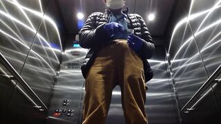 Elevator Jerking Off during Coronavirus Cums Big