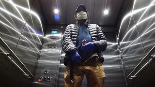 Elevator Jerking Off during Coronavirus Cums Big