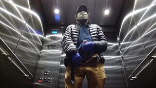 Elevator Jerking Off during Coronavirus Cums Big