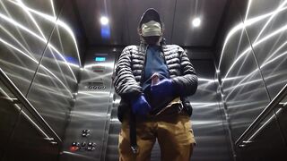 Elevator Jerking Off during Coronavirus Cums Big