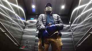 Elevator Jerking Off during Coronavirus Cums Big