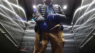 Elevator Jerking Off during Coronavirus Cums Big