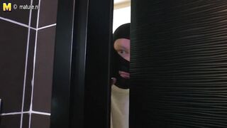 Old wench step mom gets a fuck on a lavatory