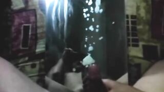 Massive ejaculation on mirror