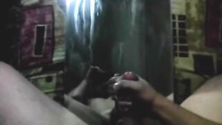 Massive ejaculation on mirror
