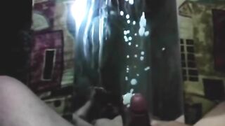 Massive ejaculation on mirror