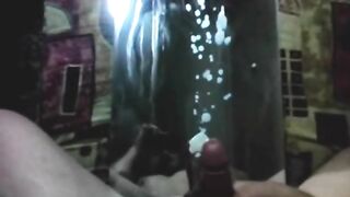 Massive ejaculation on mirror