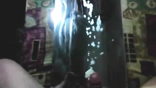 Massive ejaculation on mirror