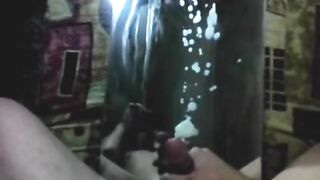 Massive ejaculation on mirror