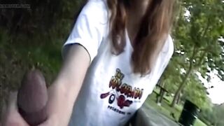 Amateur Handjob in the Park