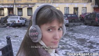 Tricky Agent - Screwed into butt with her bf downstairs