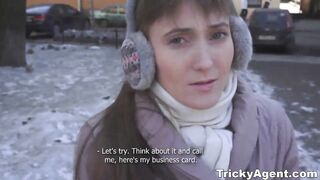 Tricky Agent - Screwed into butt with her bf downstairs