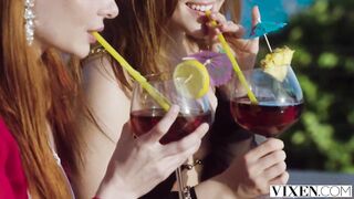VIXEN Nice-looking redheads entice bartender while on vacation