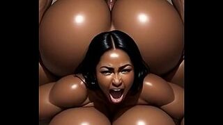 Curvy busty Ebony bae get a bit of ass by big black knob
